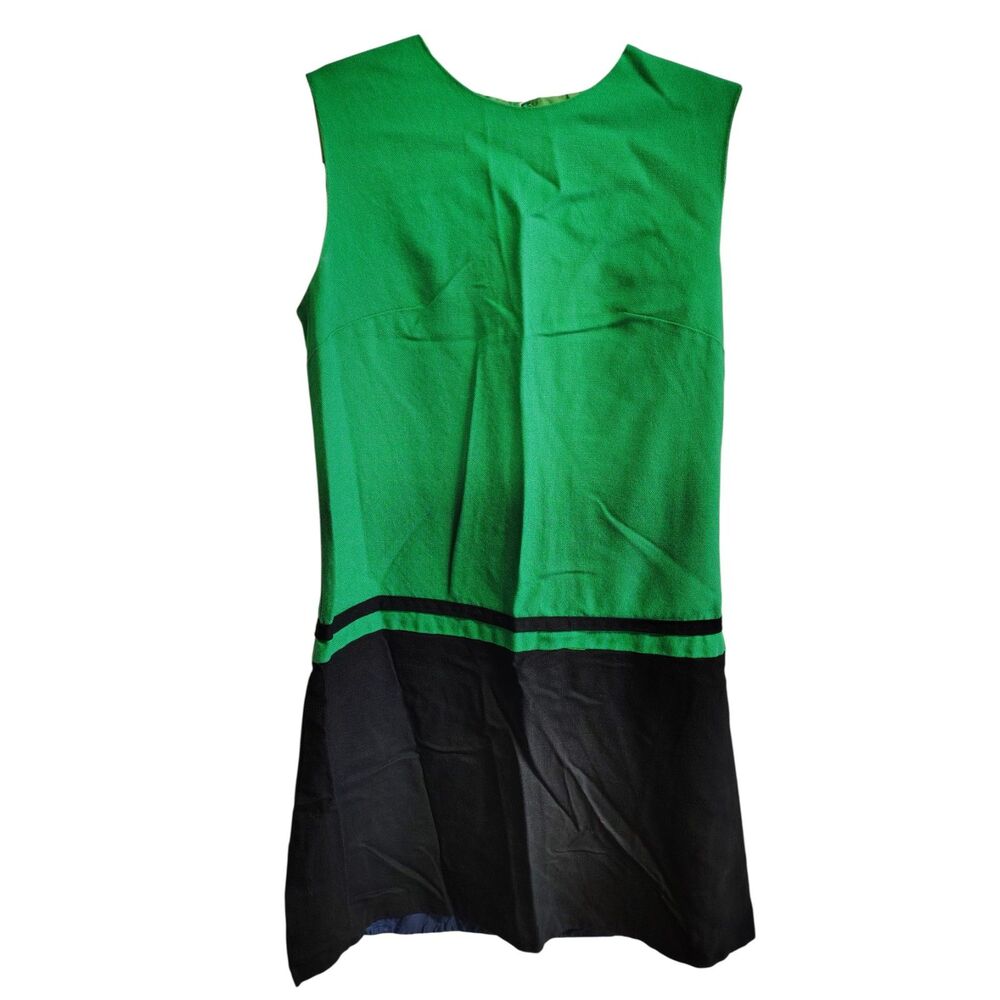 Vintage Vicky Vaughn Junior Size 13 Green‎ and Black Sleeveless Sheath Dress